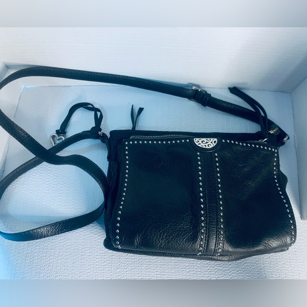 Brighton PEWTER Pretty Tough Organizer Crossbody brown in great condition